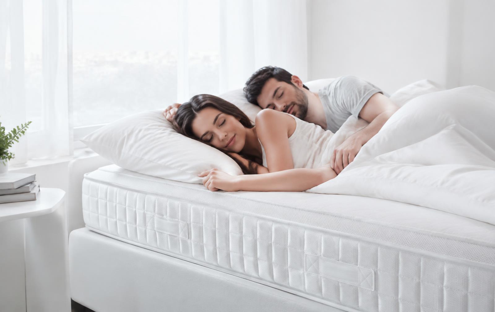 A couple sleeping comfortably on a HEKA mattress